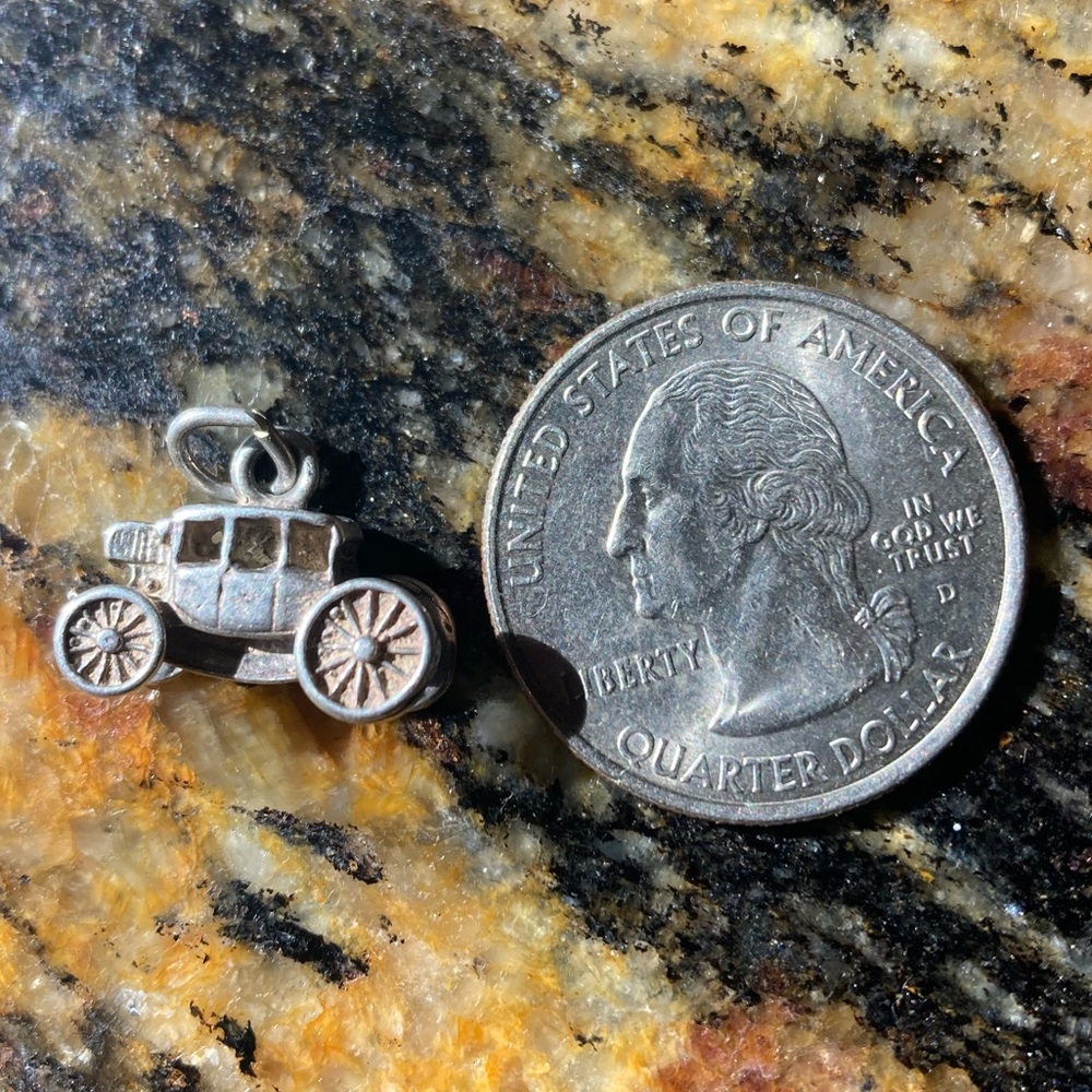 Sterling Silver Charm Bracelet Necklace Antique car